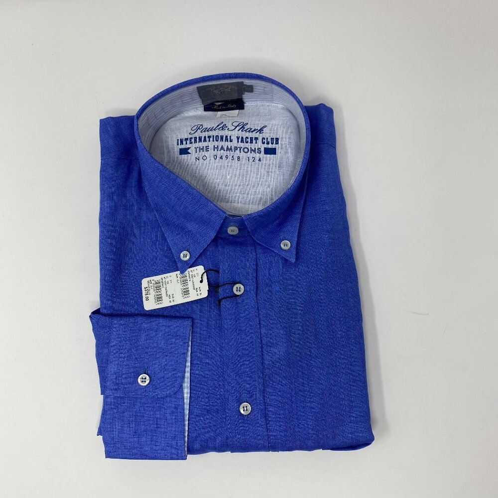NEW paul & shark linen yacht club hamptons dress shirt